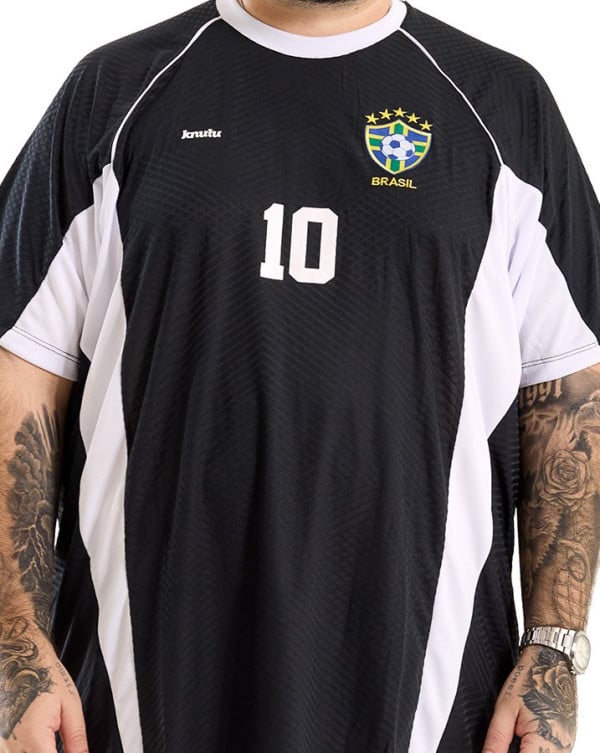 Camiseta Regular Fit Dry Jacquard Brasil Core Preto Knulu