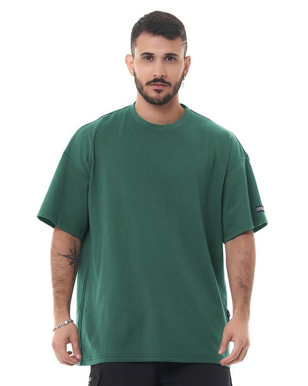 Camiseta Oversized Soft Basic Verde Militar Knulu