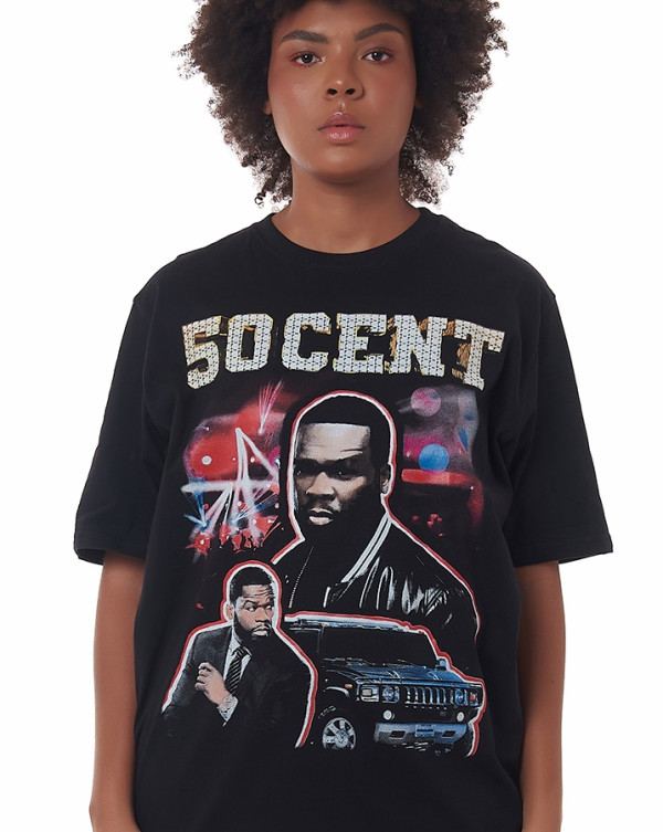 Camiseta Classic Feminina 50 Cent Preto Knulu
