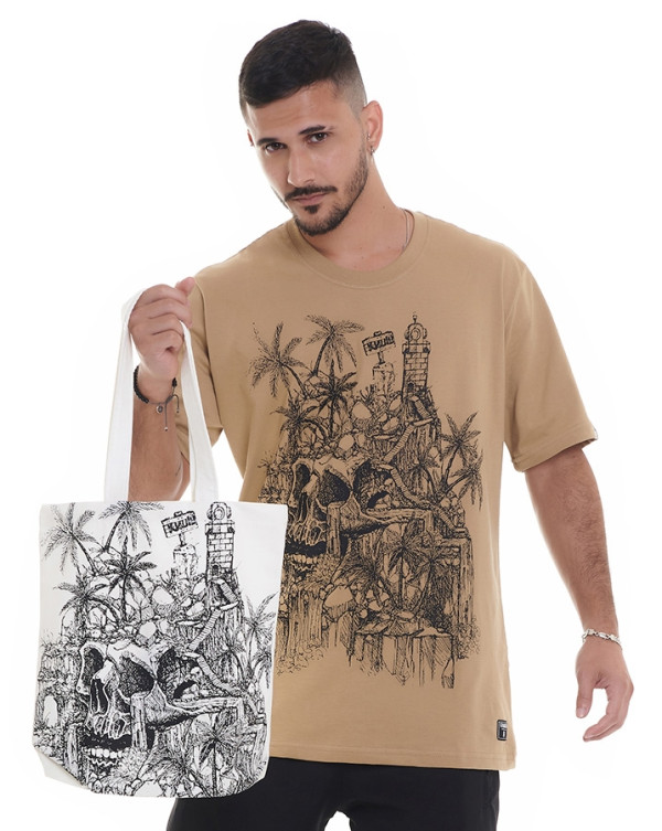 Kit Camiseta Skull Island Bege Knulu Edição Limitada