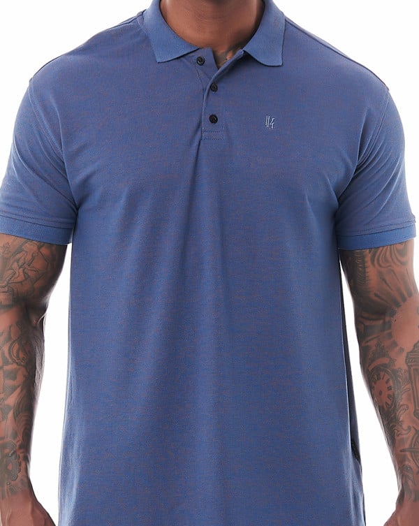 Camisa Polo Masculina Classic Piquet Azul Jeans Knulu