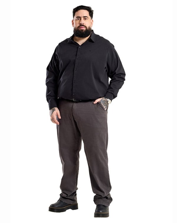 Calça Chino Masculina Sarja Daily Cinza Knulu