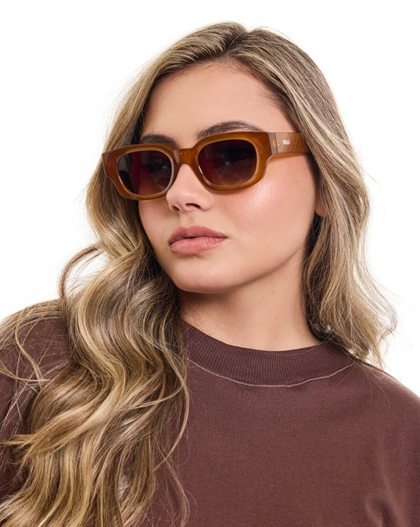 Óculos De Sol Oval Retro Caramel Knulu