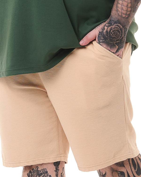 Bermuda Casual Malha Textura Line Bege Knulu