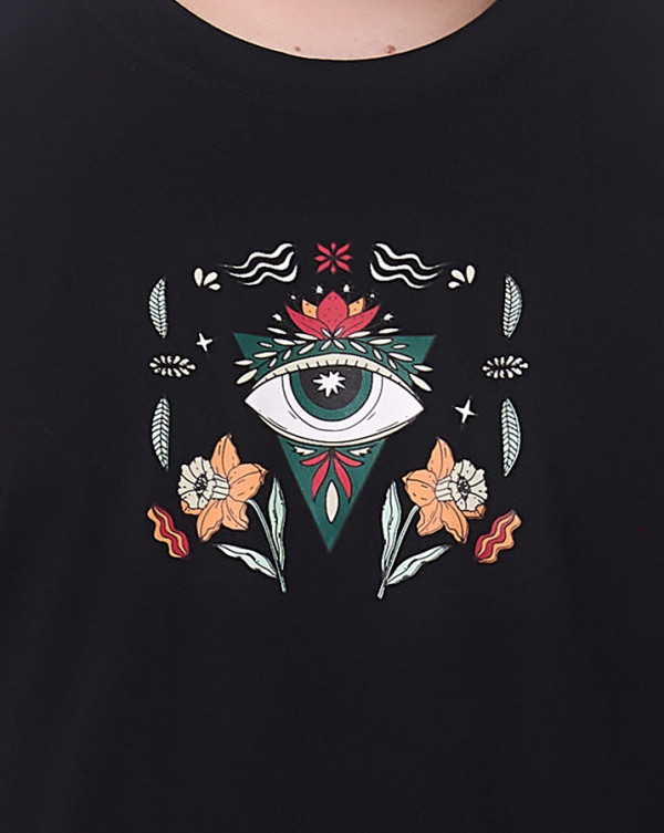 Camiseta Classic Flower Eye Preto Knulu