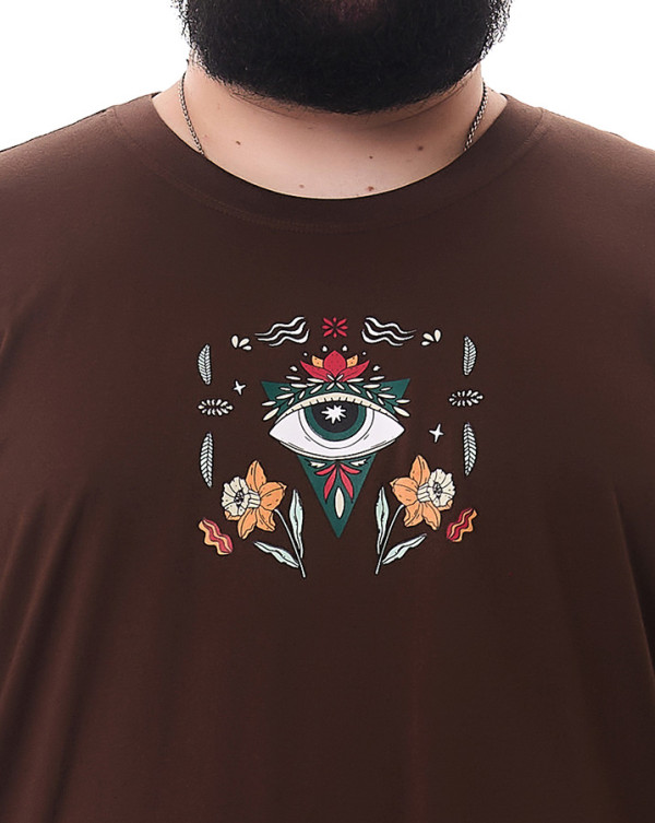 Camiseta Classic Flower Eye Marrom Knulu