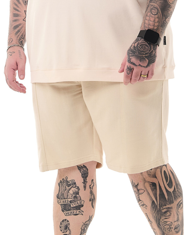Bermuda Moletom Casual Recortada Off White Knulu