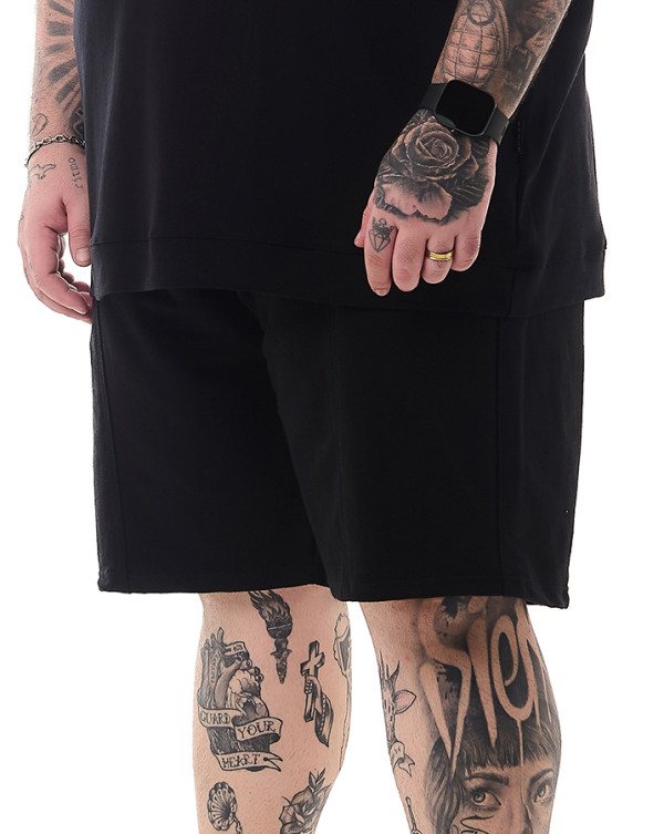 Bermuda Moletom Casual Recortada Preto Knulu
