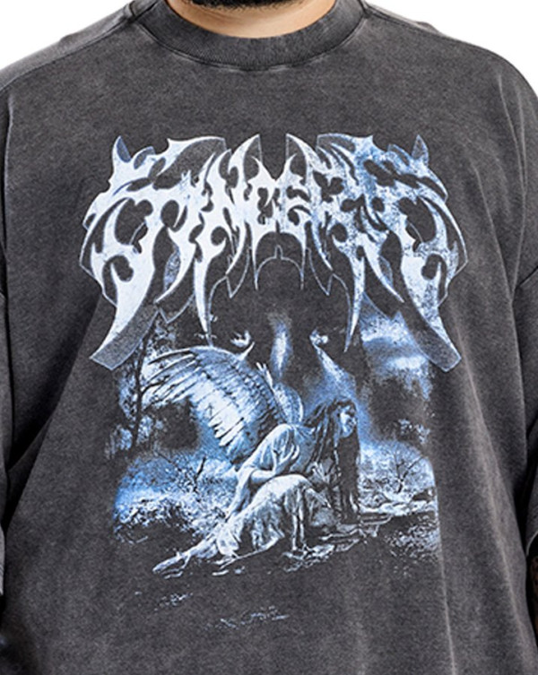 Camiseta Oversized Boxy Estonada Sincere Cinza Chumbo Knulu