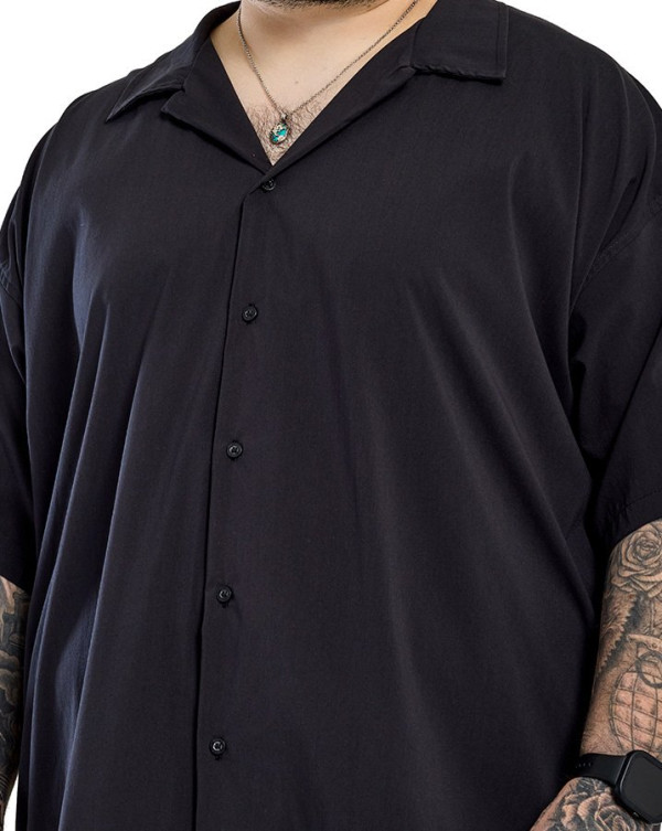 Camisa Oversized Gola Cubana Confort Preto Knulu