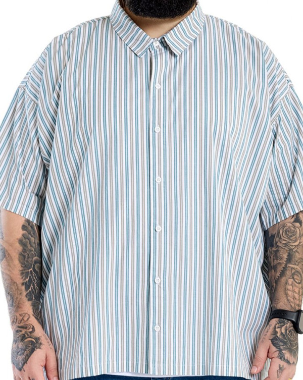 Camisa Oversized Listrada Stripe Branco Knulu