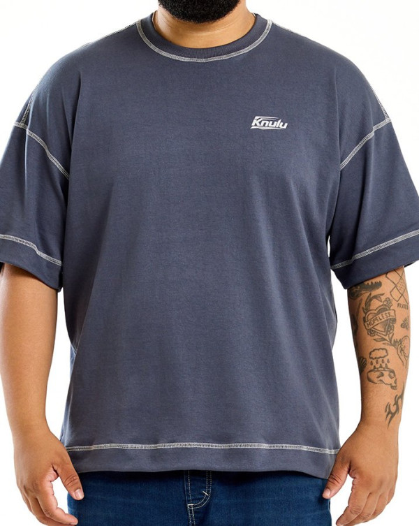 Camiseta Oversized Logo Colors Cinza Knulu