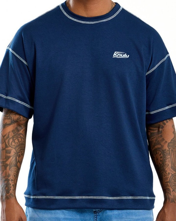 Camiseta Oversized Logo Colors Marinho Knulu