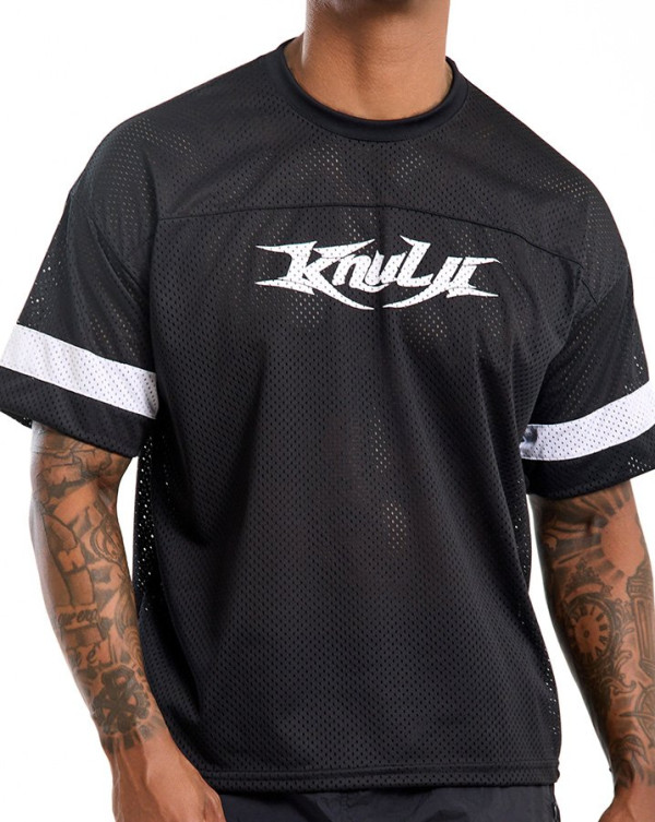 Camiseta Oversized Boxy Jersey Dry-Fit Logo Preto Knulu