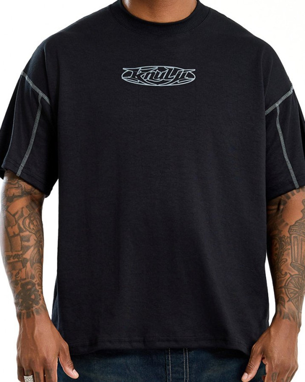 Camiseta Oversized  Colored Line Preto Knulu