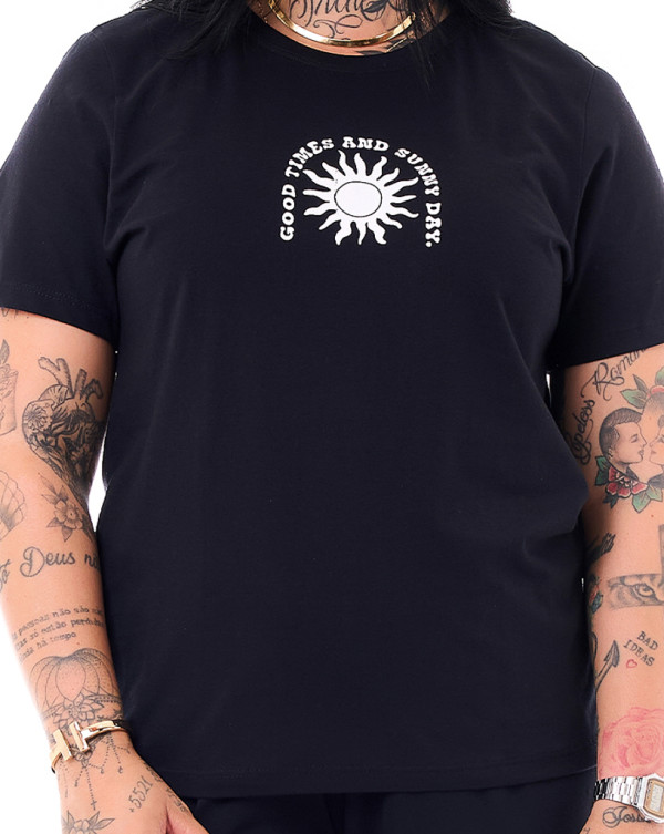 Camiseta Feminina  Sunny Day Preto Knulu