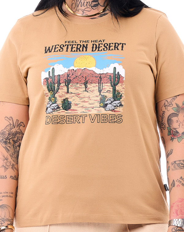 Camiseta Feminina Desert Vibes Bege Knulu