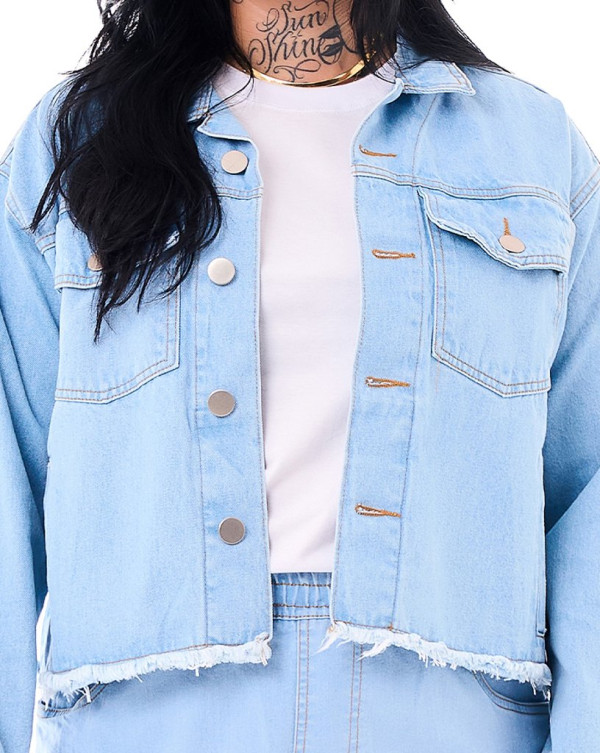 Jaqueta Jeans Feminina Frontier Storm Azul Claro Knulu