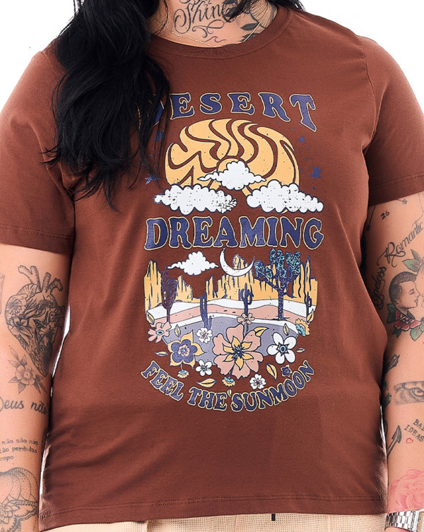 Camiseta Feminina Desert Dreaming Marrom Knulu