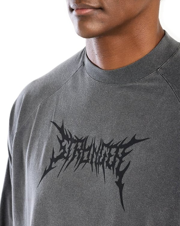 Camiseta Masculina Oversized Gola Alta Algodão Premium Estonada Stronger Cinza Knulu