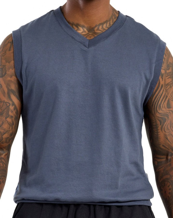 Regata Boxy Colete Gola V Soft Cinza Knulu