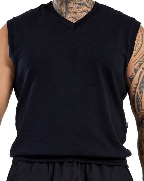 Regata Boxy Colete Gola V Soft Preto Knulu