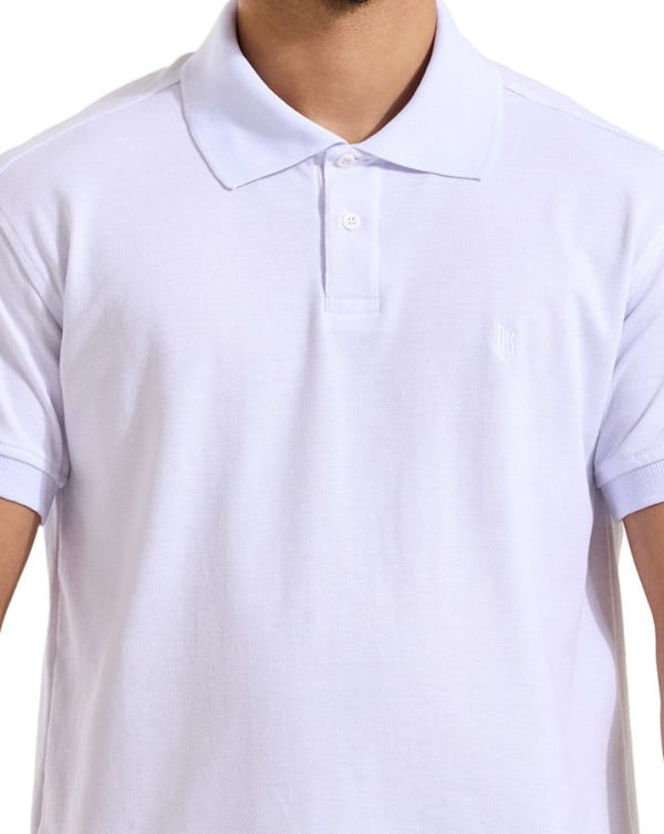 Camisa Polo Masculina Classic Piquet Branco Knulu