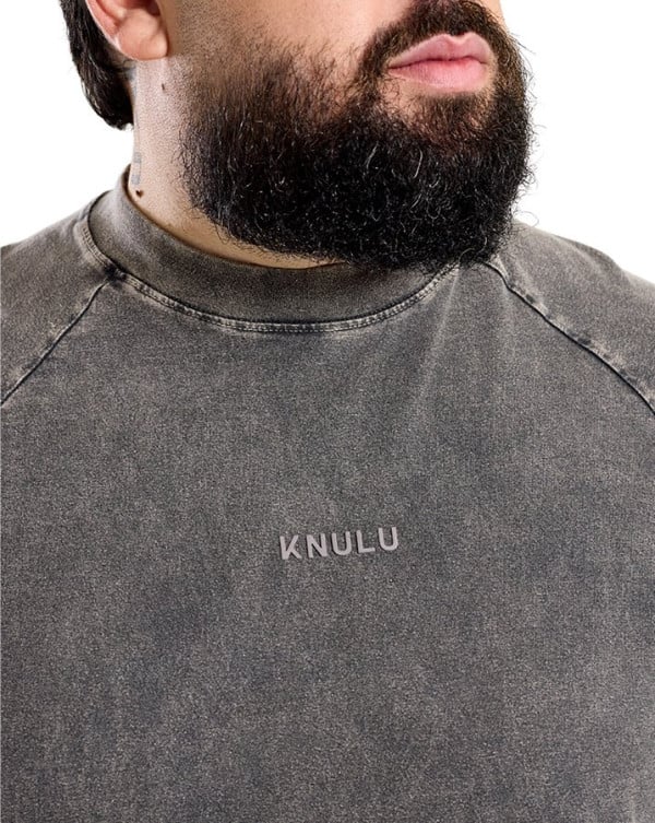 Camiseta Masculina Oversized Gola Alta Algodão Premium Estonada Logo Preto Knulu