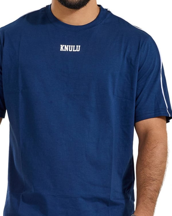 CAMISETA MASCULINA CLASSIC ALGODÃO PREMIUM ELEGANT LINE AZUL MARINHO KNULU