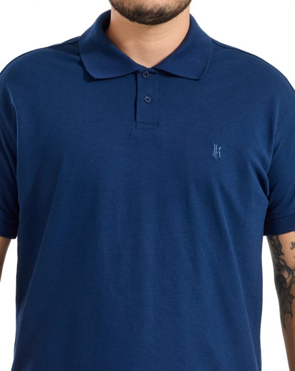 Camisa Polo Masculina Classic Piquet Azul Marinho Knulu