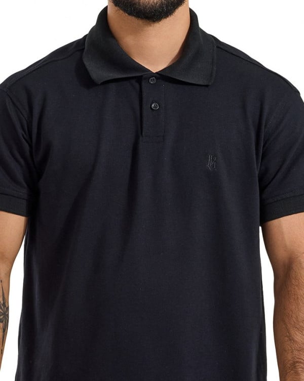 Camisa Polo Masculina Classic Piquet Preto Knulu